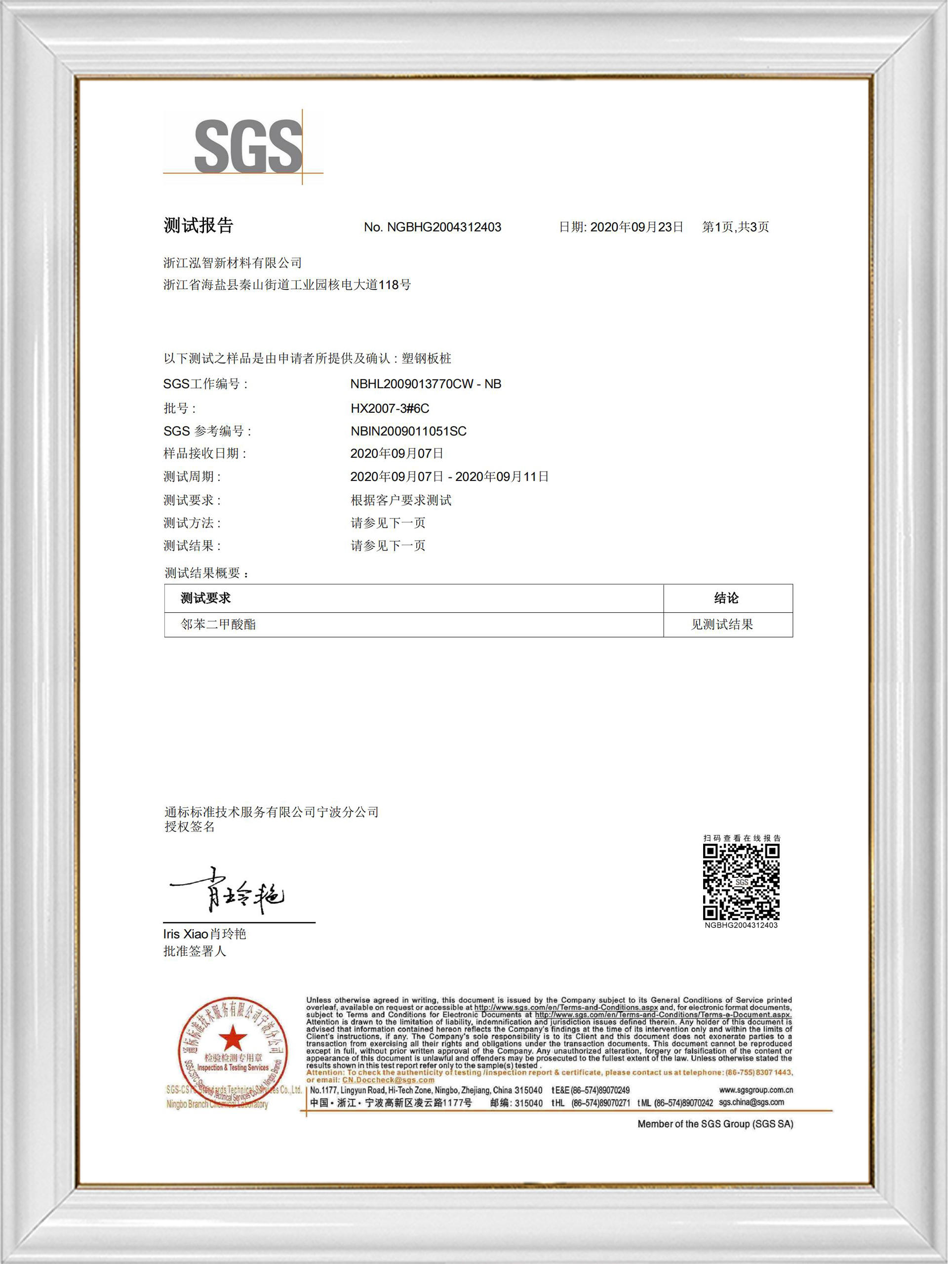 Hongzhi plasticizer test report